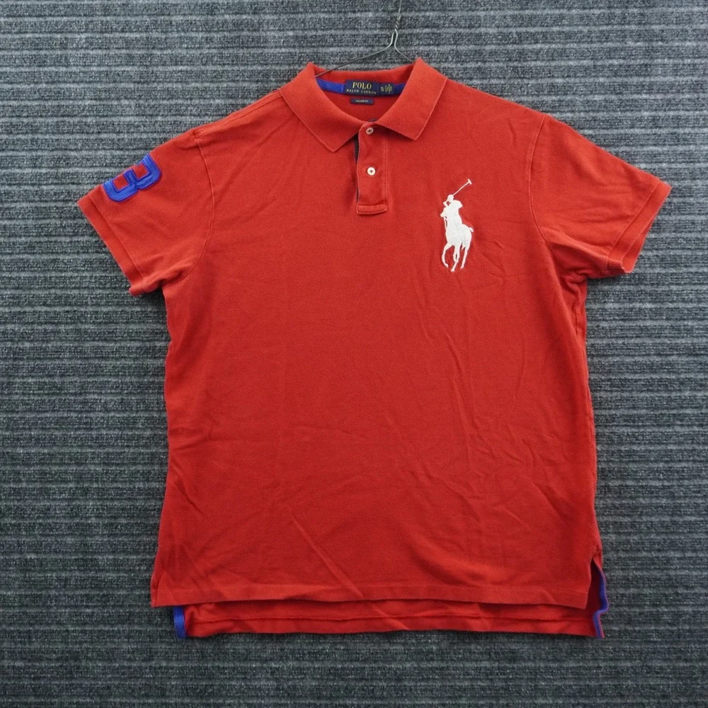 Polo Ralph Lauren Polo Shirt Mens XL Red Big Pony Custom Fit